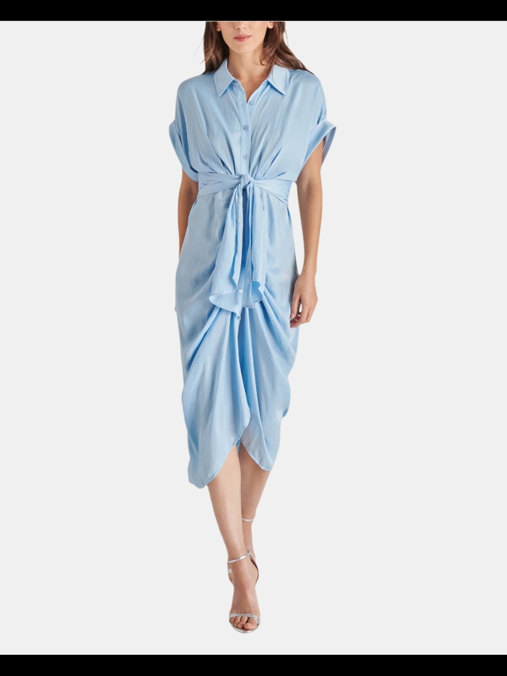 Steve Madden Tori Dress Light Blue Tie-Front Shirt Dress